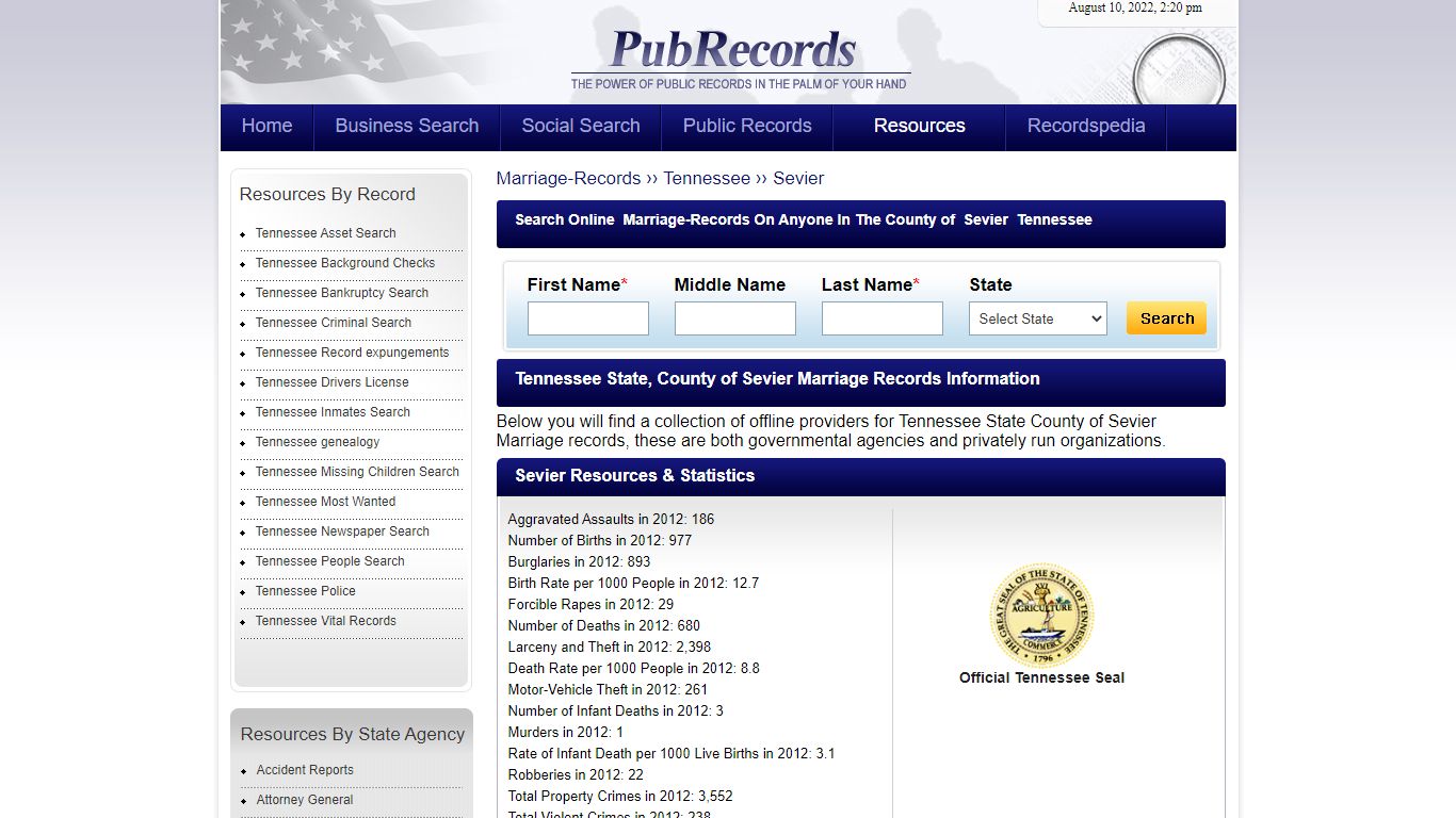 Sevier County, Tennessee Marriage Records